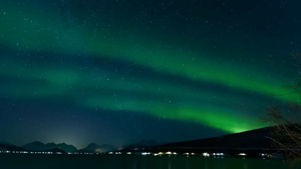 Aurora boreal em movimento